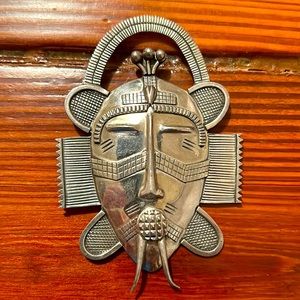 925 marked mask brooch